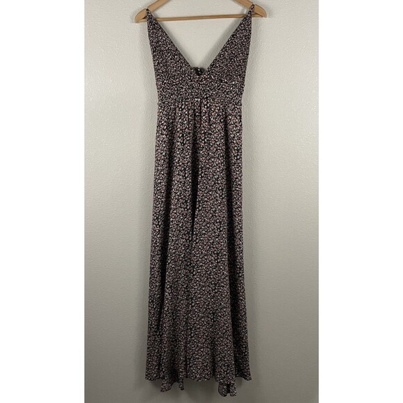 Natural Life Womens L Floral Print Smocked V Neck Tie Back Maxi Boho Cottagecore - Picture 1 of 5